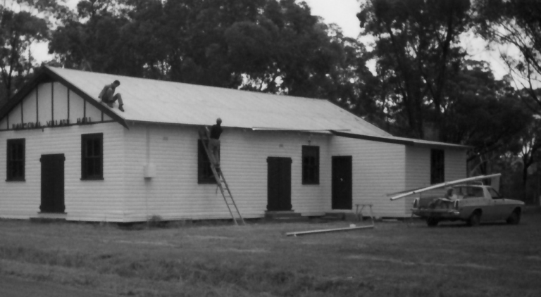 The hall was re-guttered and painted, early 1980's